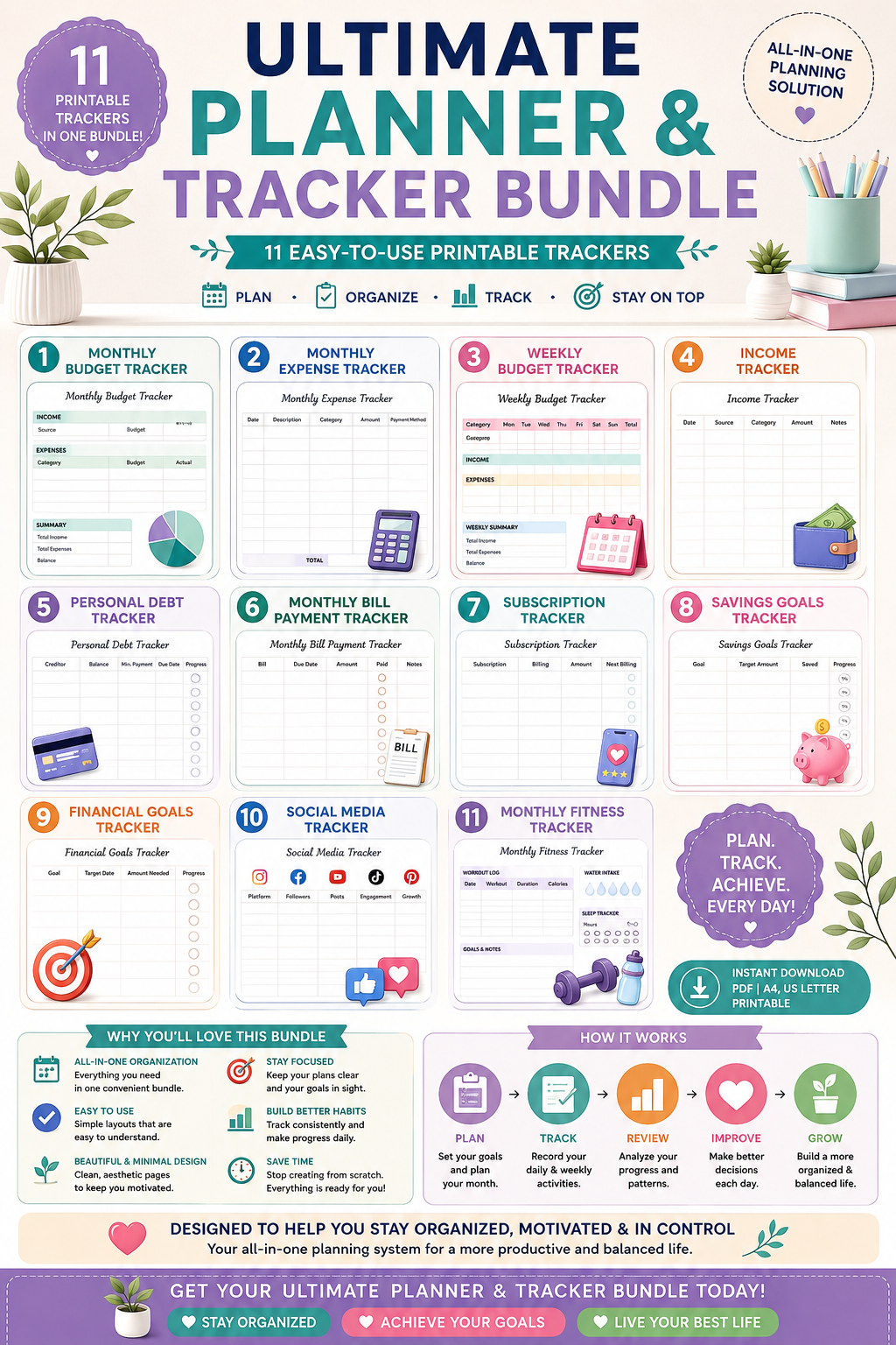 Ultimate Planner & Tracker Bundle | 11 Printable Trackers